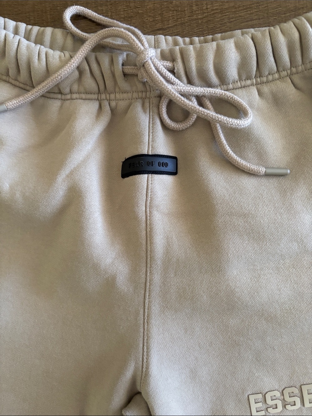 Essentials Cream Sweat Shorts with Drawstring - Picture 3 of 5